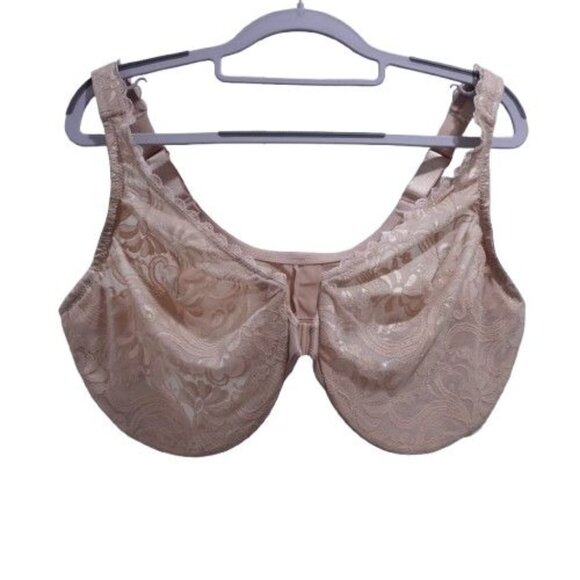 NWOT Glamorise Full Figure Wonderwire Front Close Stretch Lace Bra Sz 444DD 9245 - Picture 1 of 5